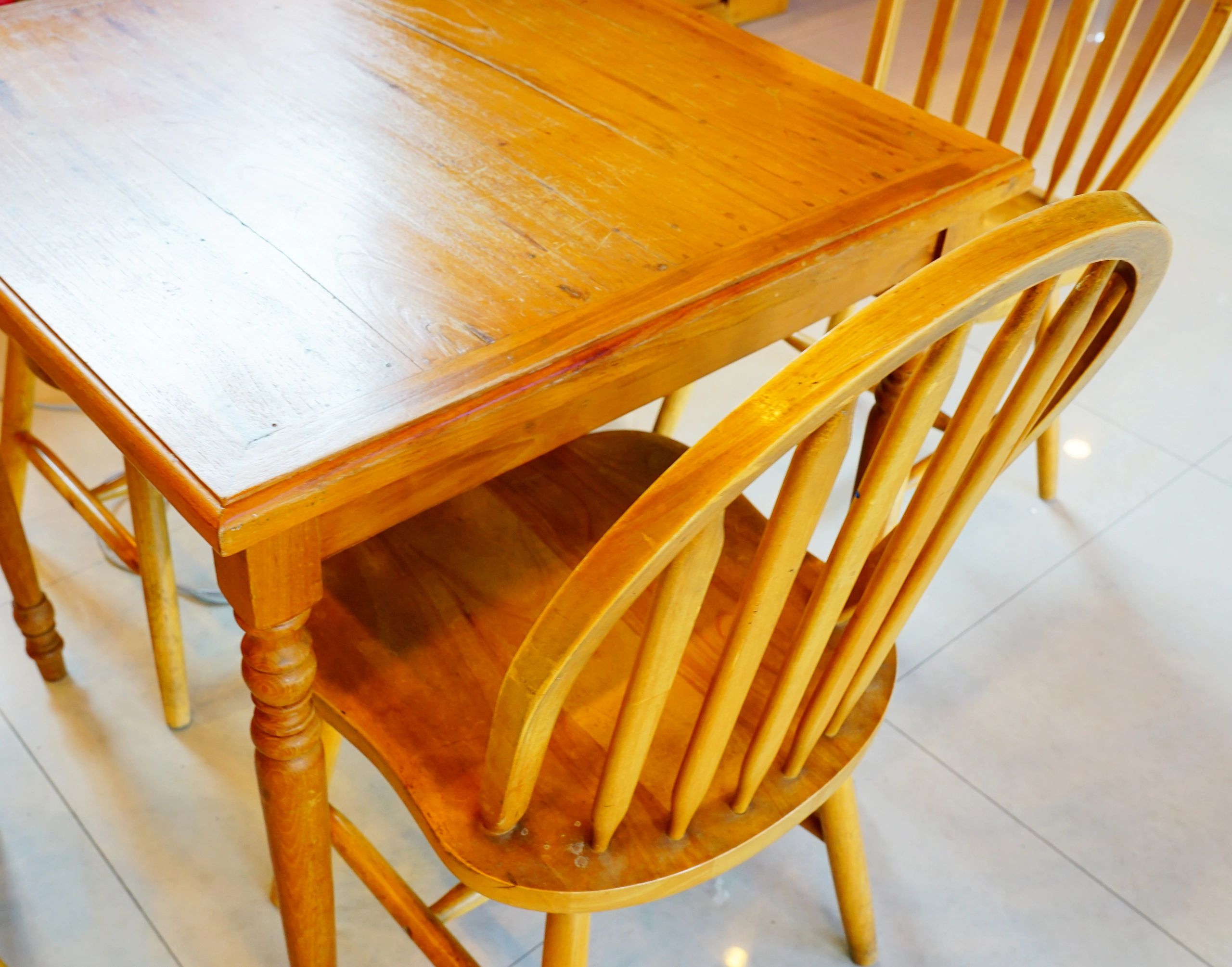 Rustic wood furniture detail