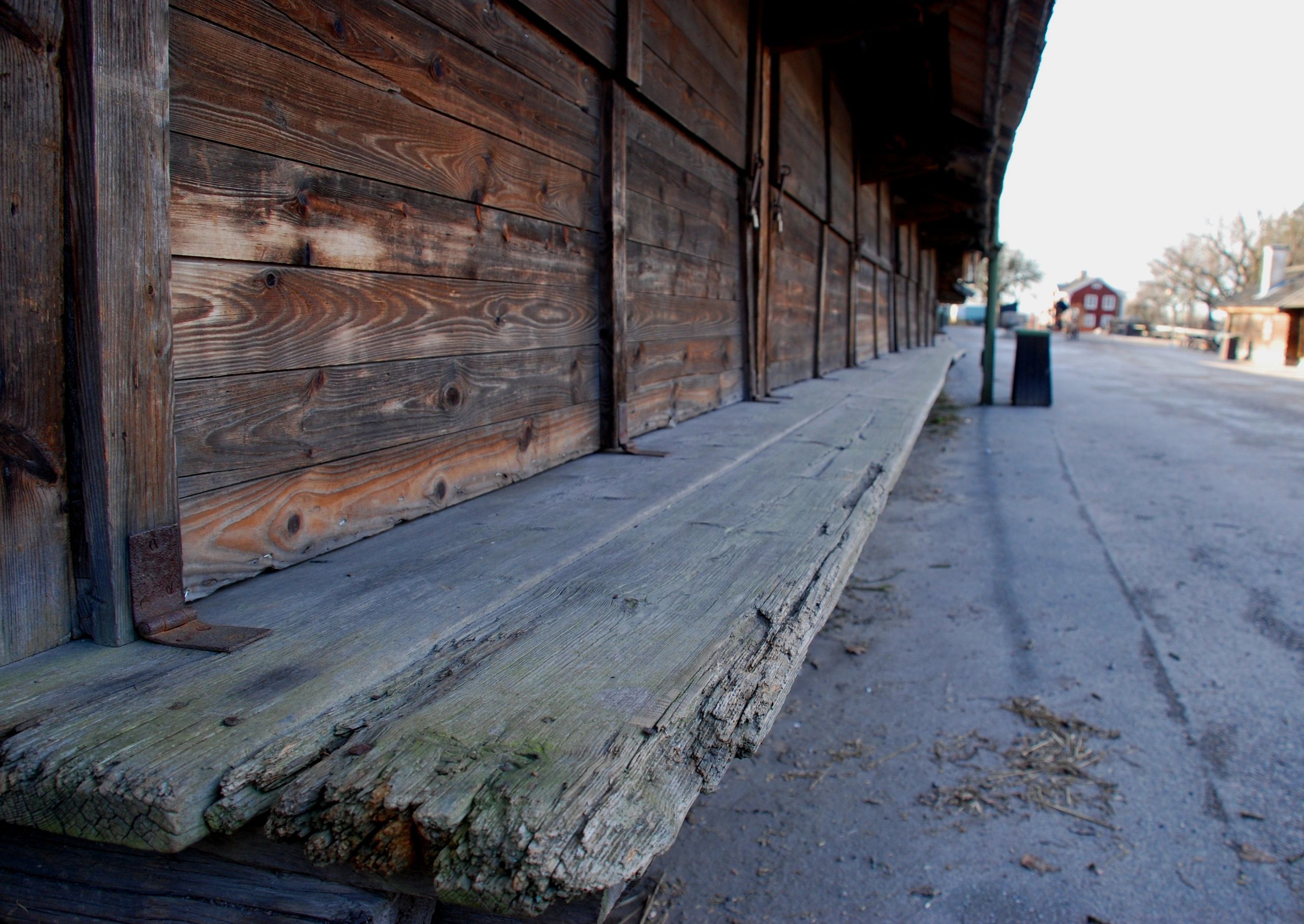 Weathered wooden bench showing rustic character